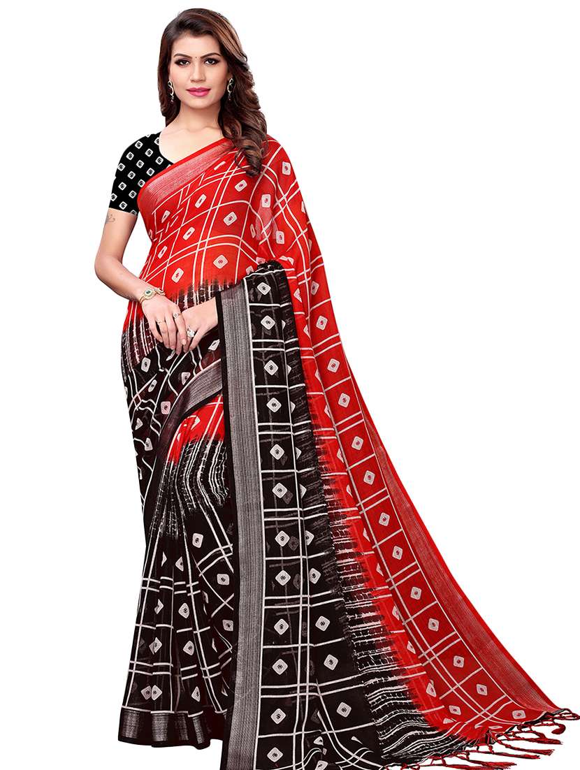 contrast shades bandhani saree with blouse