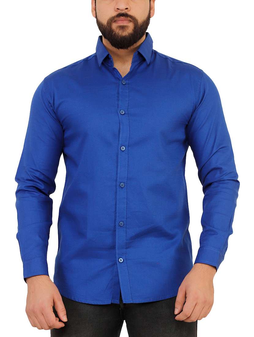 blue solid casual shirt