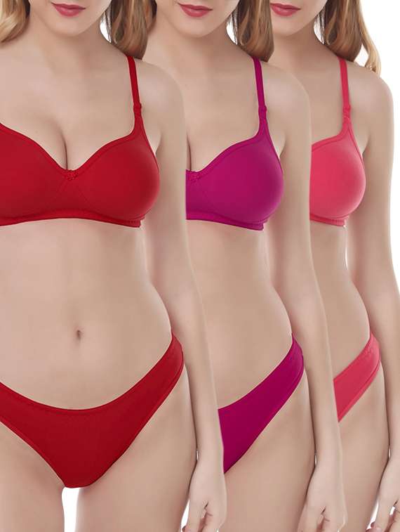 multi colored cotton bras and panty set