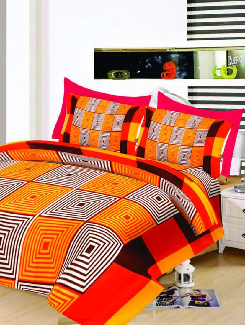 polycotton 140 tc double bed sheet with 2 pillow covers