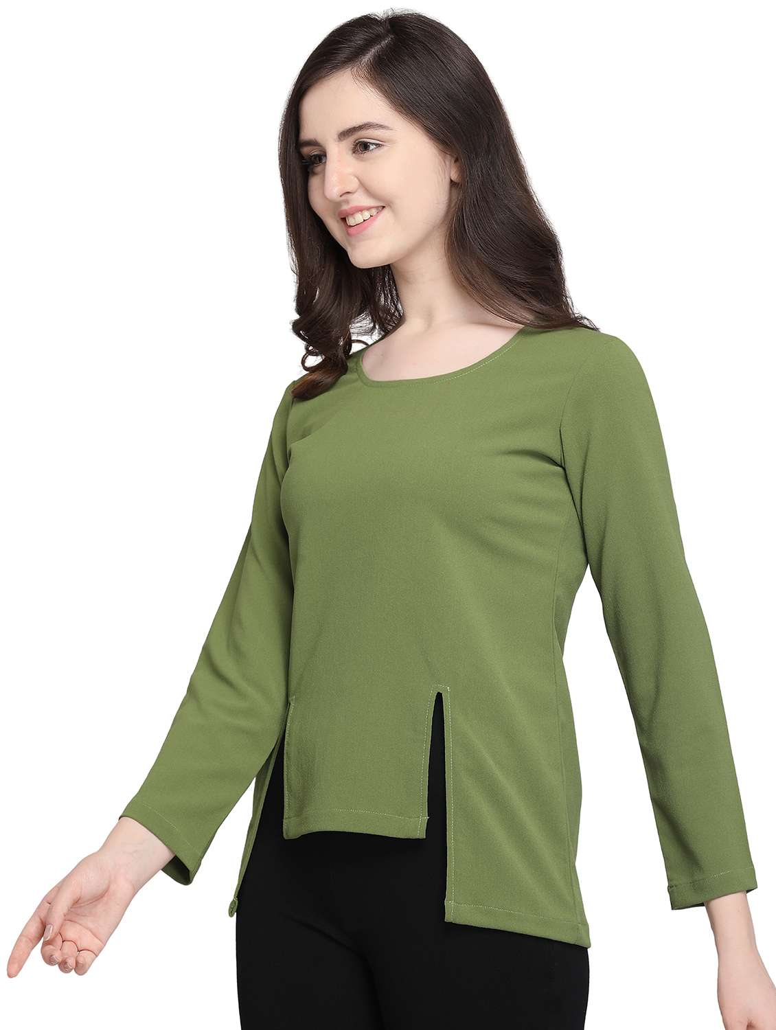 women's asymmetric round neck top - 16056642 -  Standard Image - 1