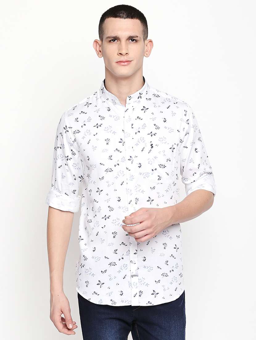 white printed casual shirt