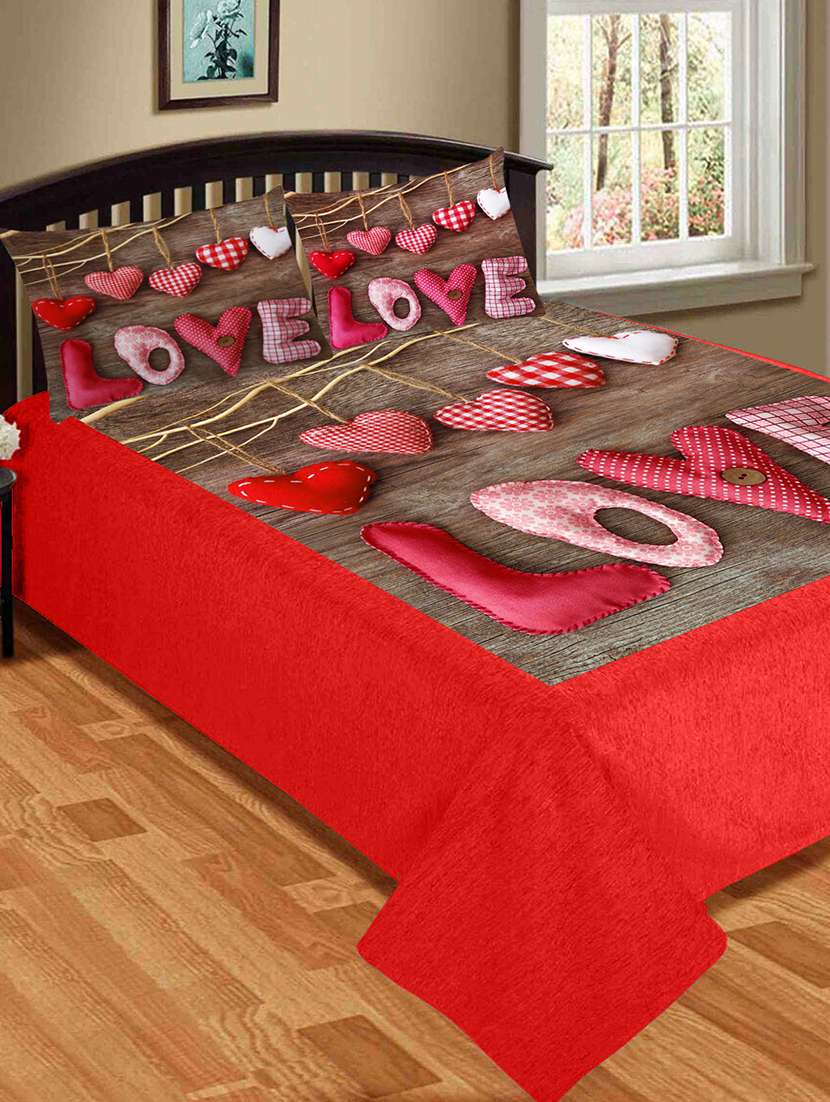 velvet king size double bed sheet with 2 pillow covers