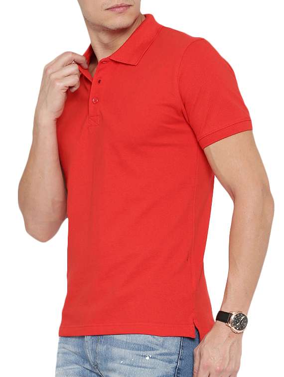 red solid polo tshirt - 16059405 -  Standard Image - 1