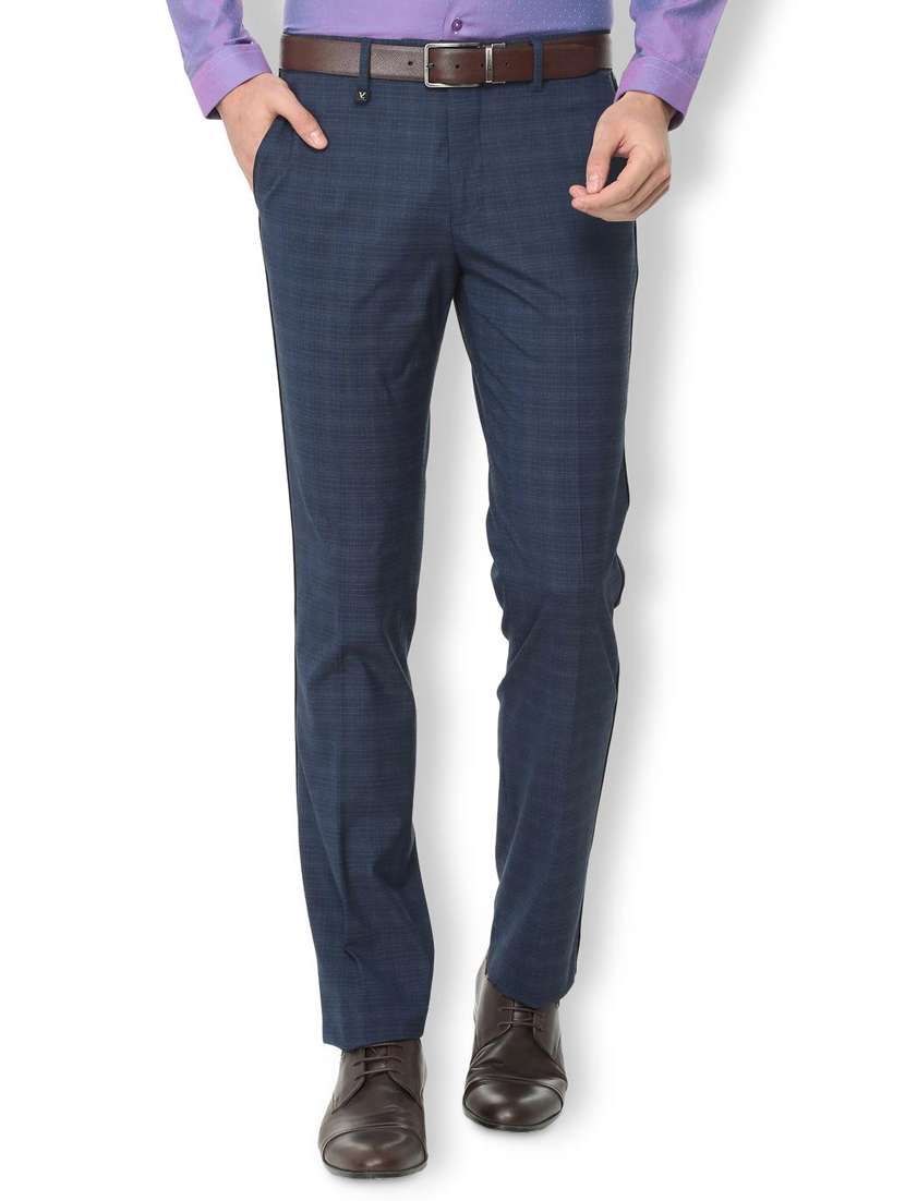blue solid formal trouser