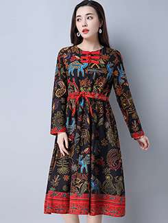 tie up boho flared dress