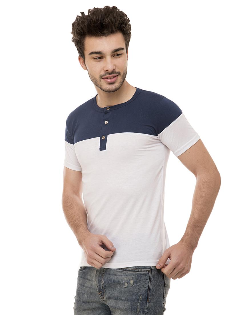 white color block cut & sew tshirt - 16062599 -  Standard Image - 1