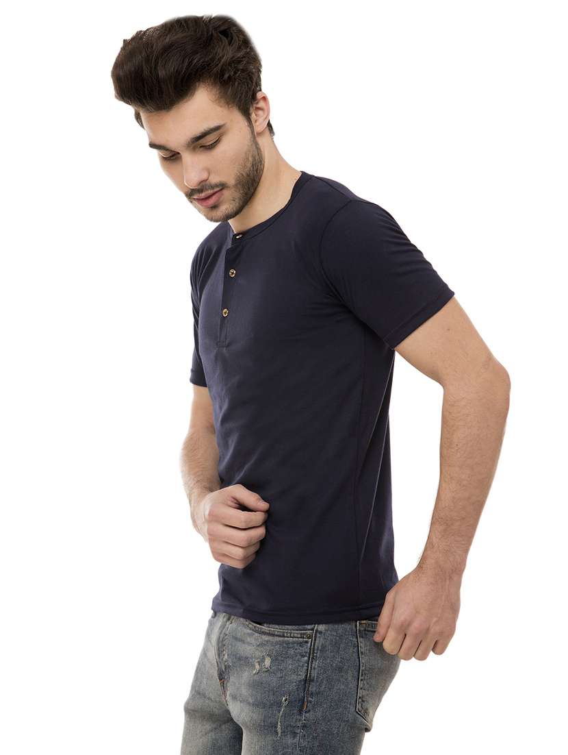 navy blue solid tshirt - 16062600 -  Standard Image - 1
