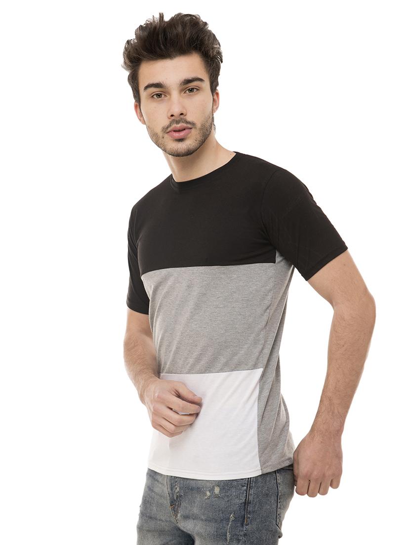 grey color block t-shirt - 16062604 - Standard Image - 1
