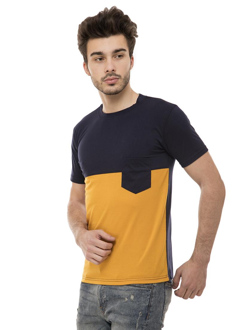 yellow color block pocket tshirt - 16062613 - Standard Image - 1