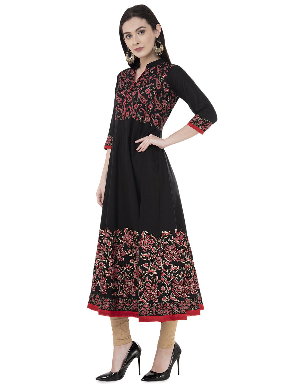block paisley print straight kurta - 16062618 - Standard Image - 1