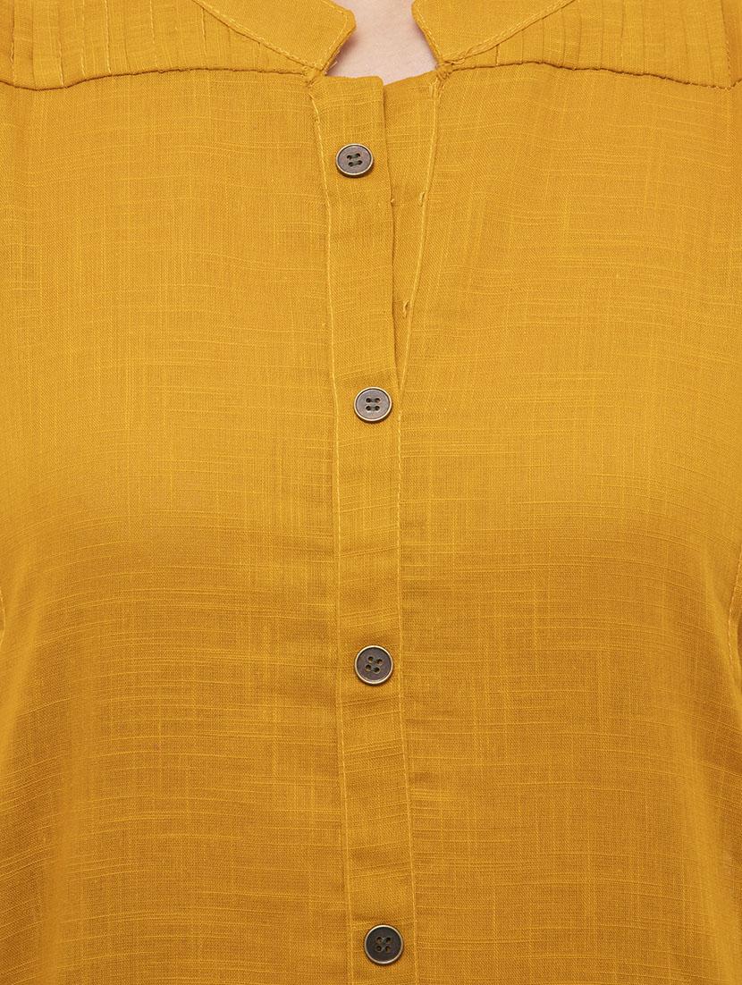 mustard solid straight kurta - 16062624 - Standard Image - 4