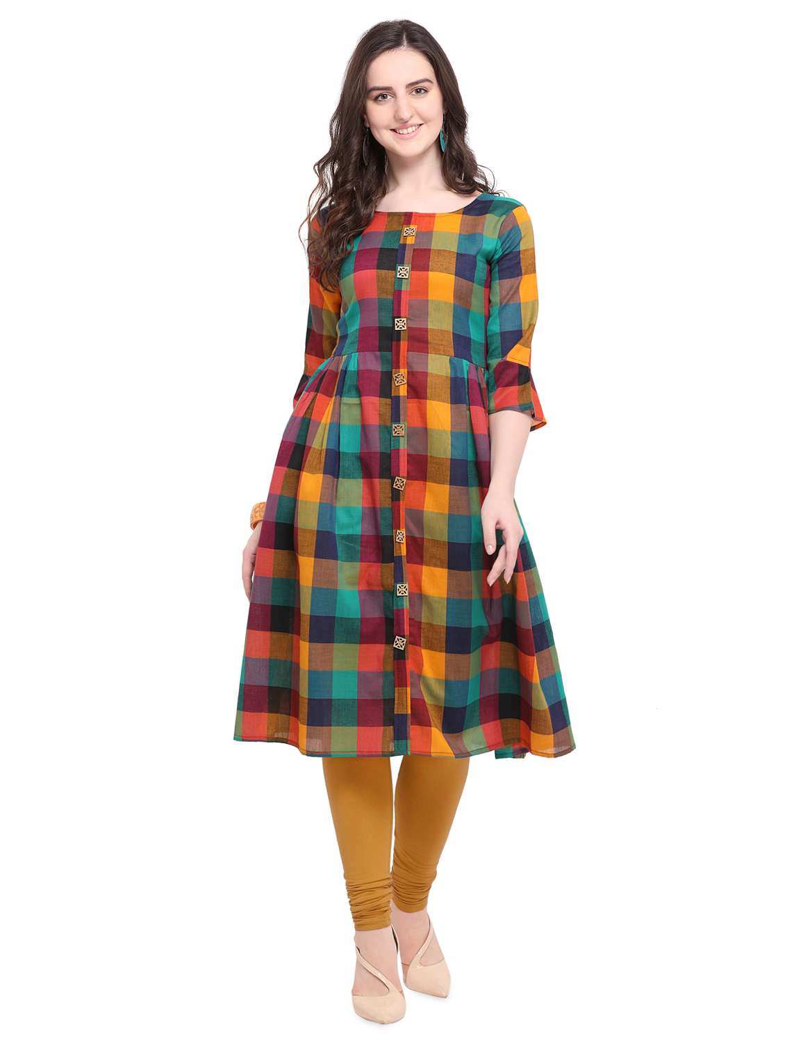 checkered flared kurta