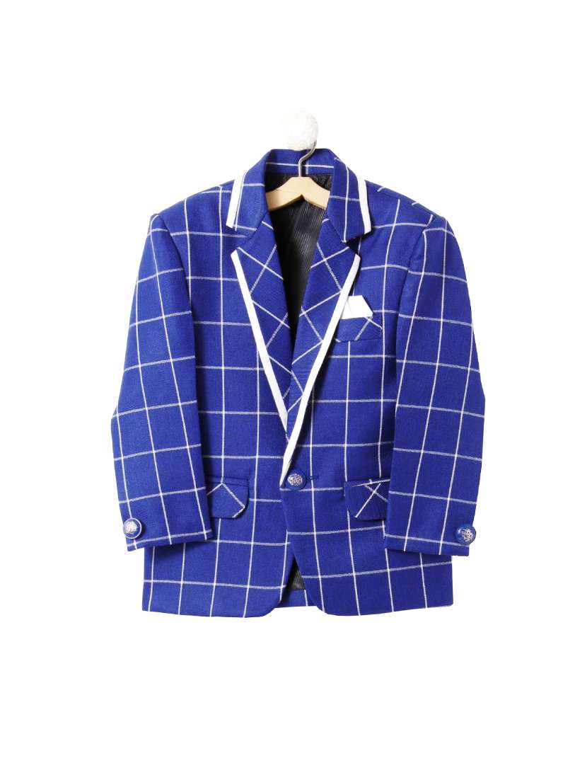 blue cotton blend blazer 
