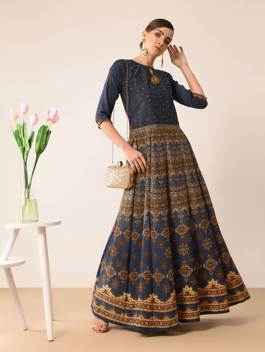 printed anarkali kurta