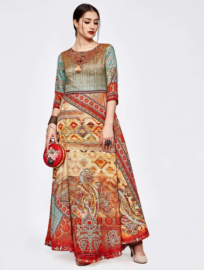 digital print anarkali kurta