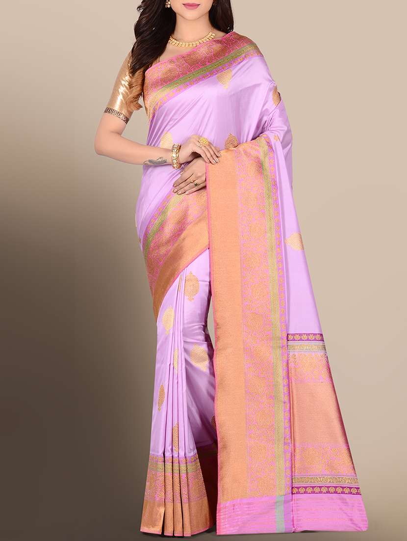 contrast bordered uppada saree with blouse