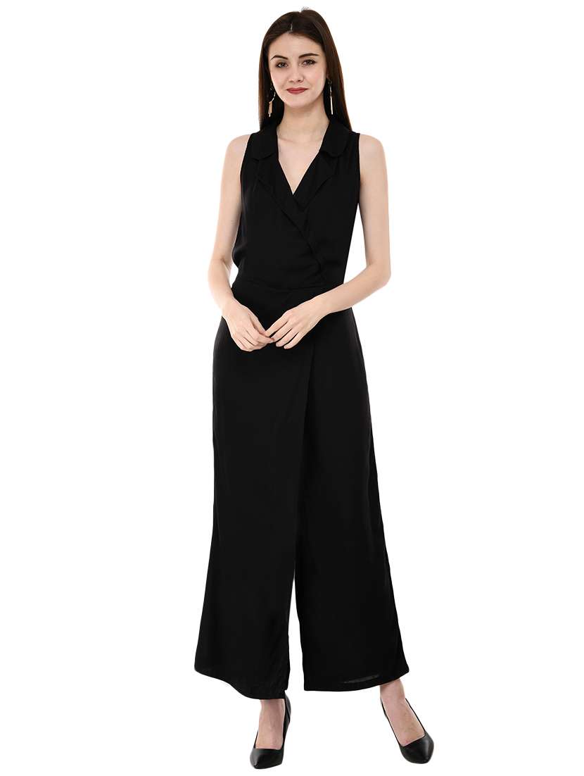 lapel neck full leg jumpsuit