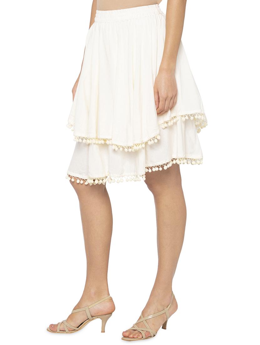 lace detail layered skirt - 16077861 - Standard Image - 1