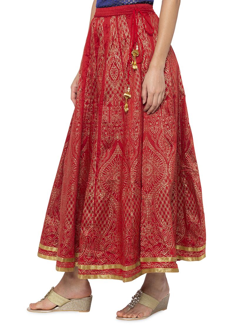 foil print flared skirt - 16077870 -  Standard Image - 1