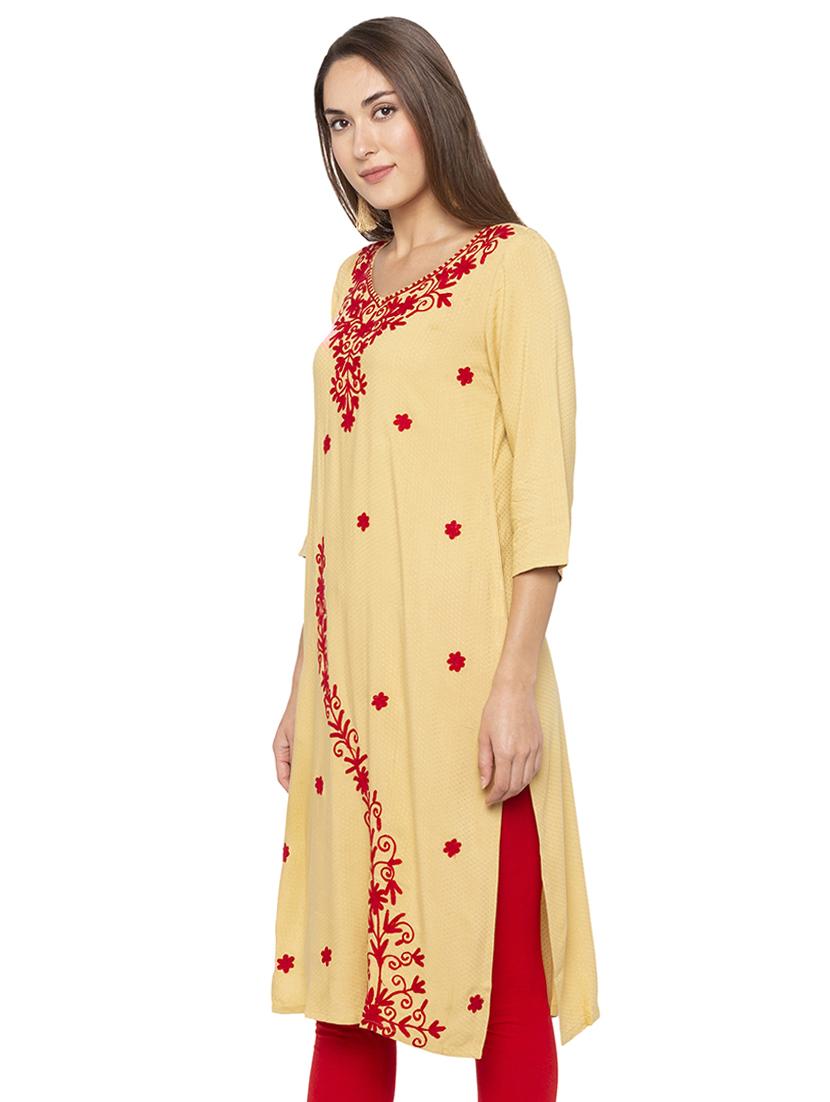 embroidered straight kurta - 16077937 -  Standard Image - 1