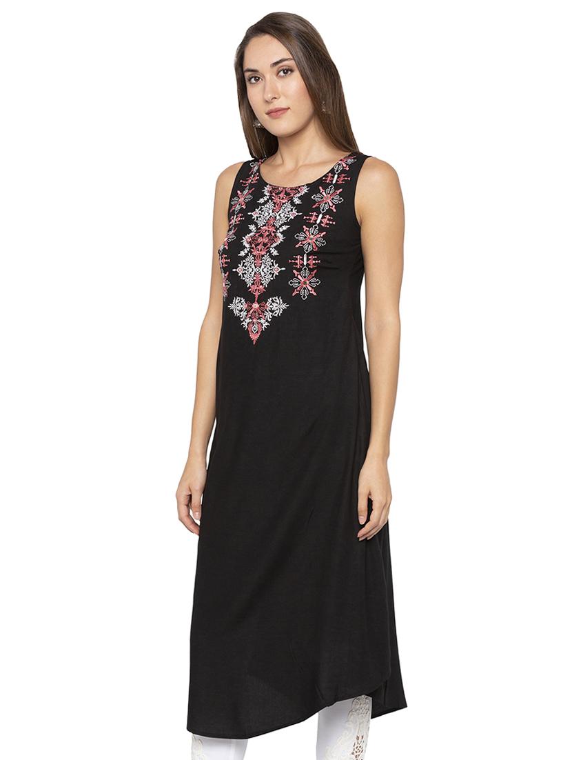 embroidered a-line kurta - 16077951 -  Standard Image - 1