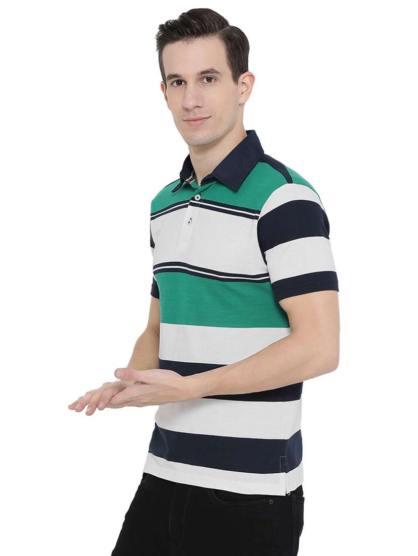 multi colored striped polo t-shirt - 16078012 - Standard Image - 1