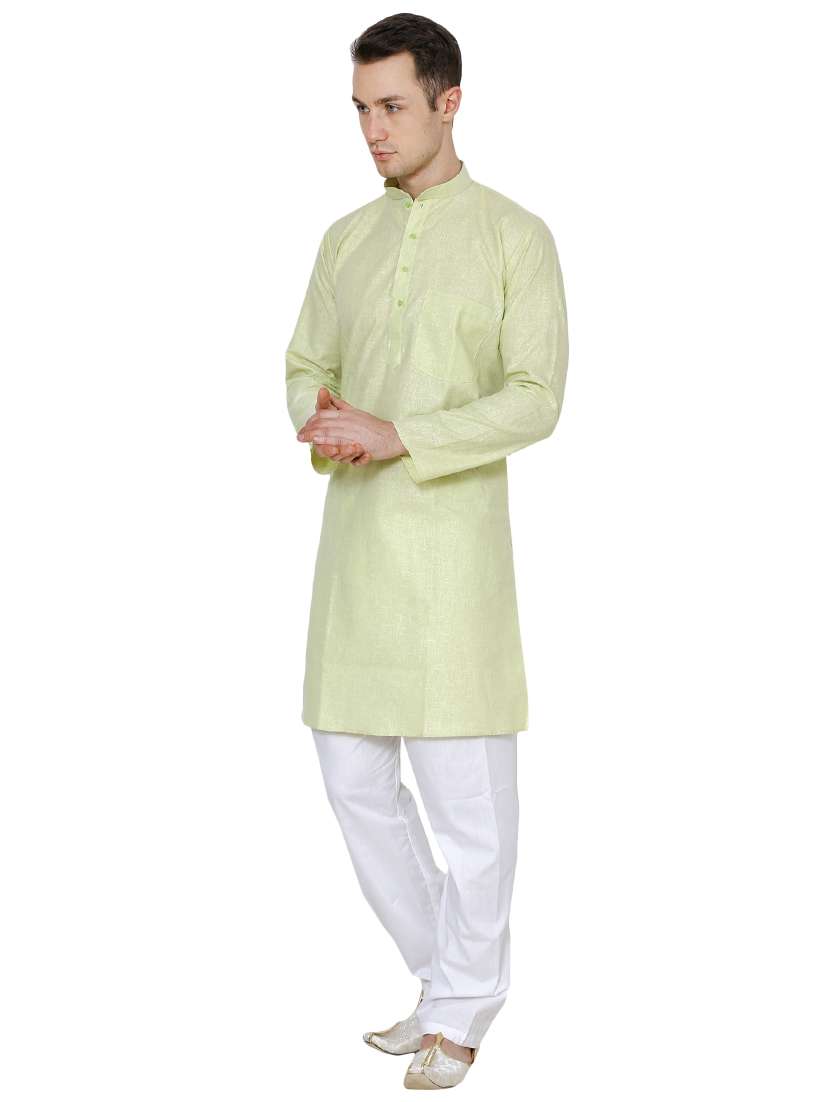 green cotton long kurta - 16079678 - Standard Image - 1