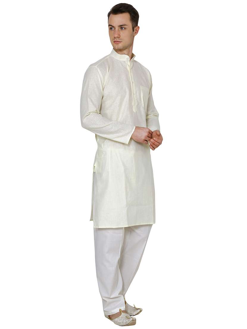 white cotton long kurta - 16079681 - Standard Image - 1