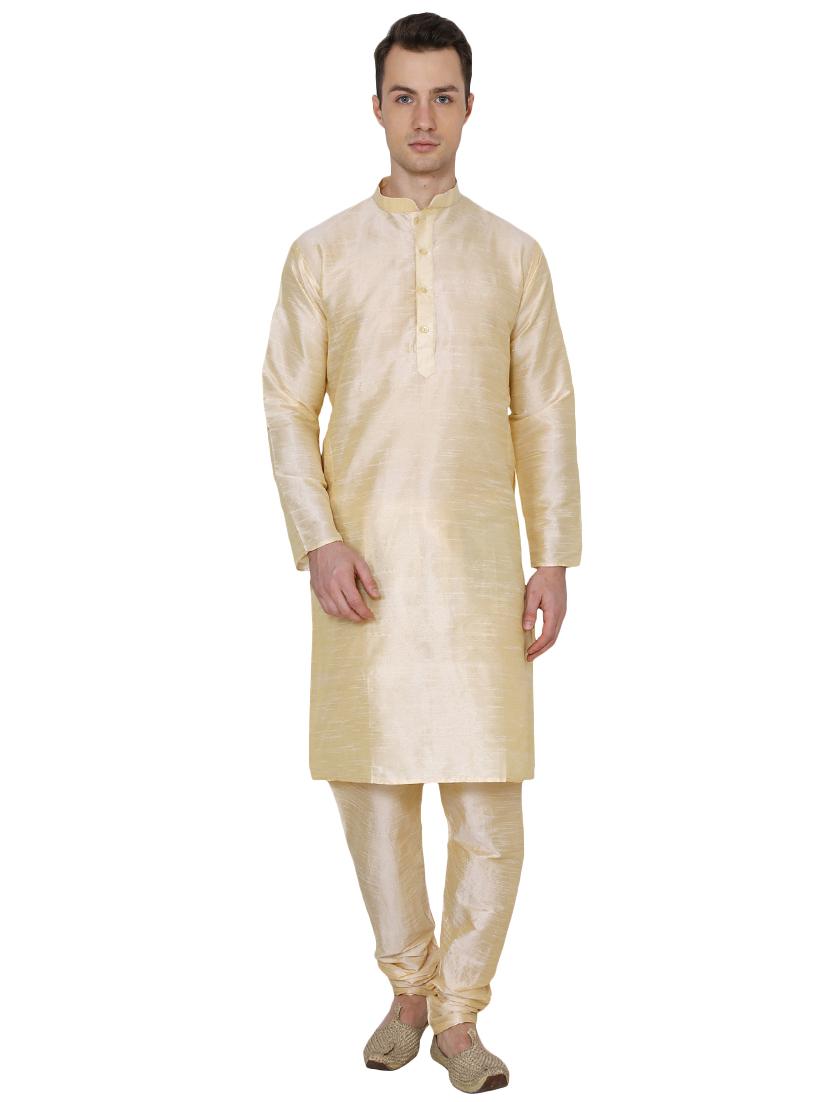 beige silk blend long kurta