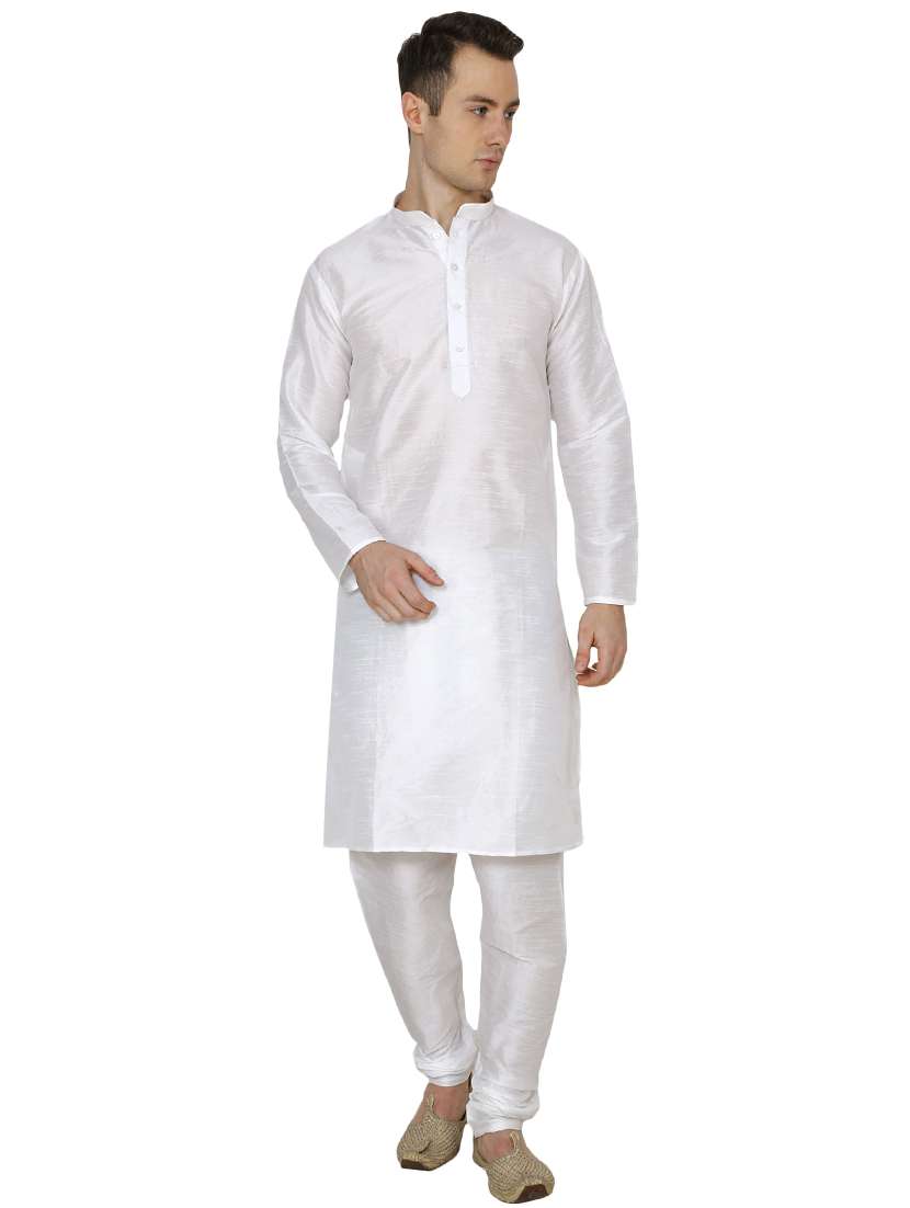 white silk blend long kurta