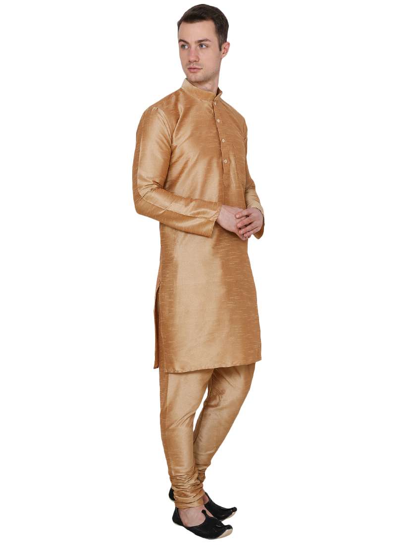 brown silk blend long kurta - 16079719 - Standard Image - 1
