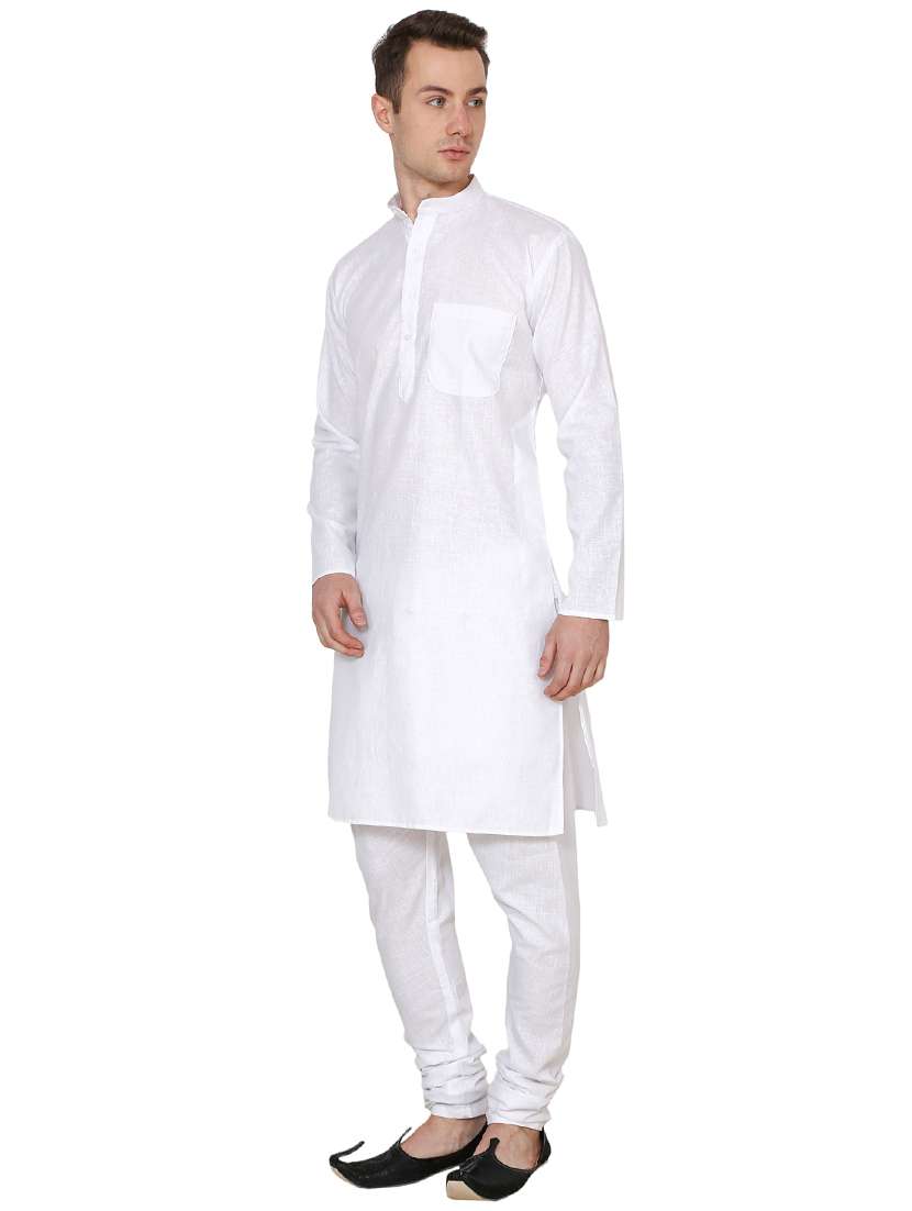 white cotton long kurta - 16079726 -  Standard Image - 1