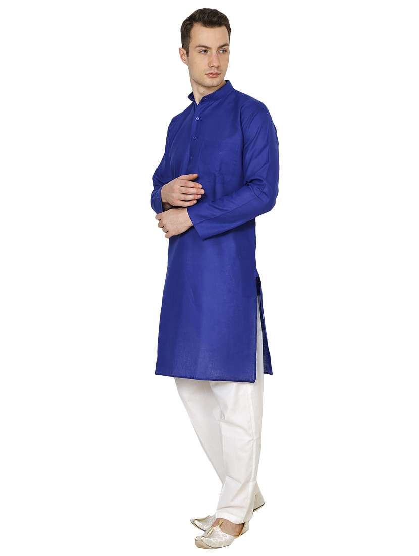 blue cotton long kurta - 16079727 -  Standard Image - 1