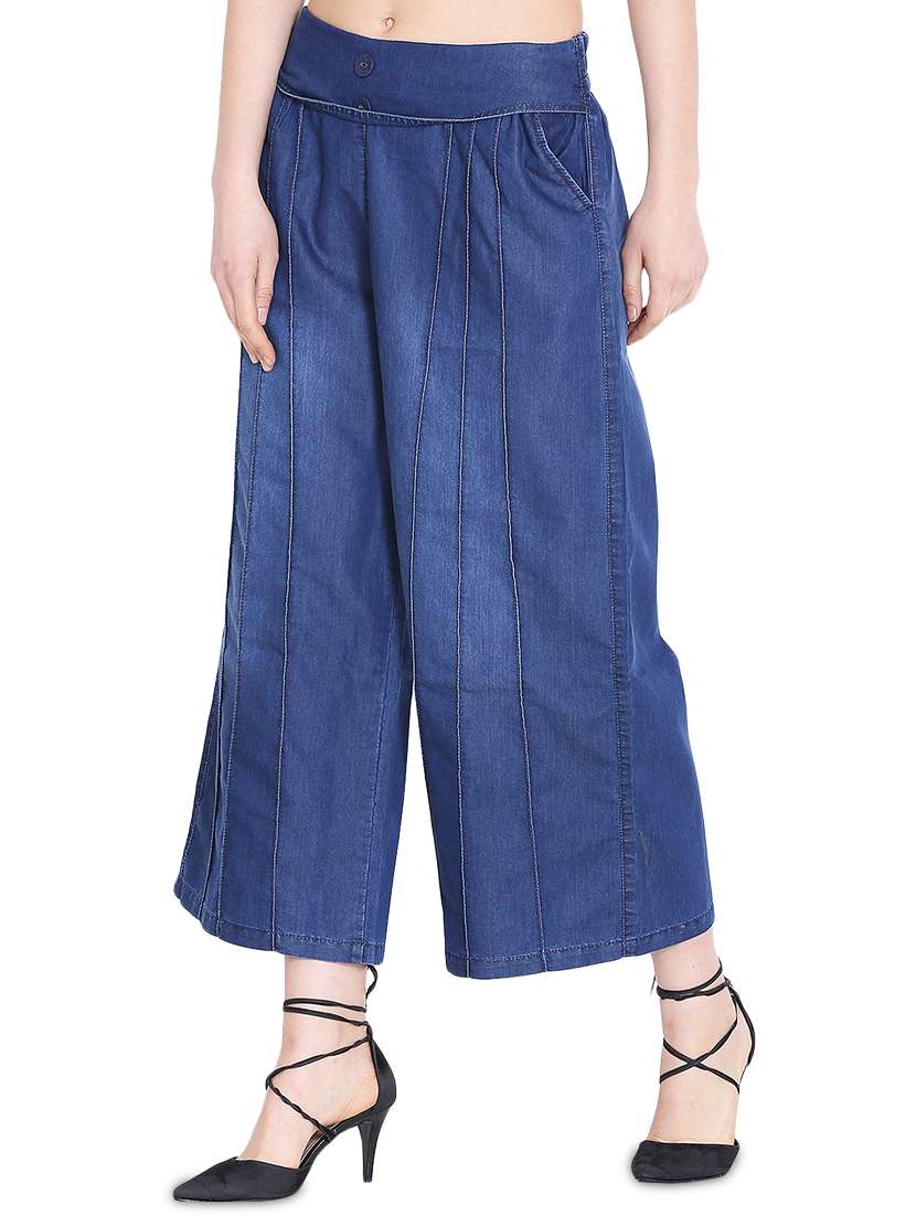 button detail flared palazzo - 16079741 -  Standard Image - 1