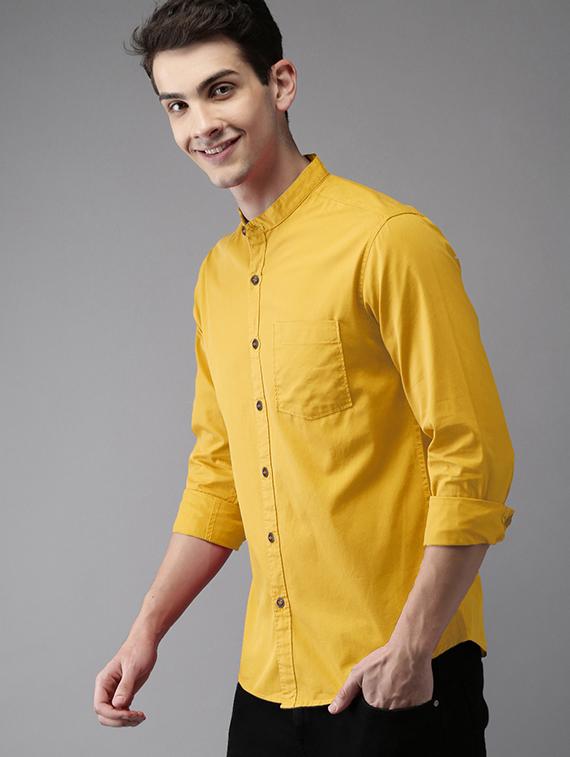 yellow solid casual shirt - 16085091 -  Standard Image - 1