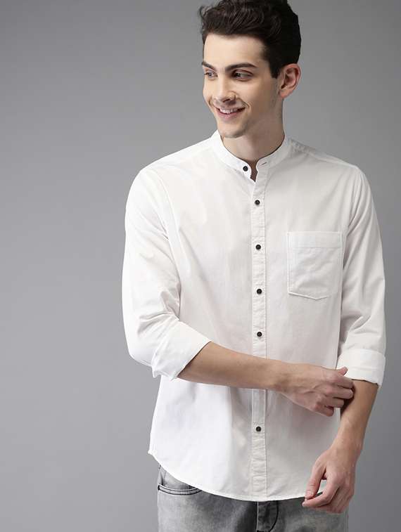 white solid casual shirt