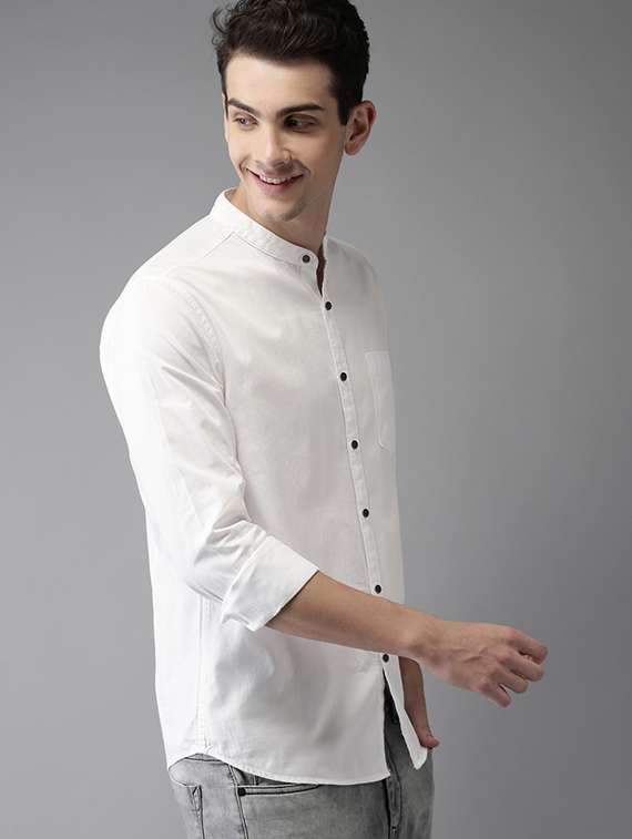 white solid casual shirt - 16085092 -  Standard Image - 1
