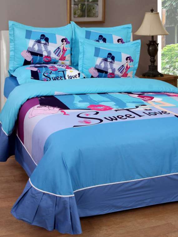 pure cotton king size bedsheet with frill