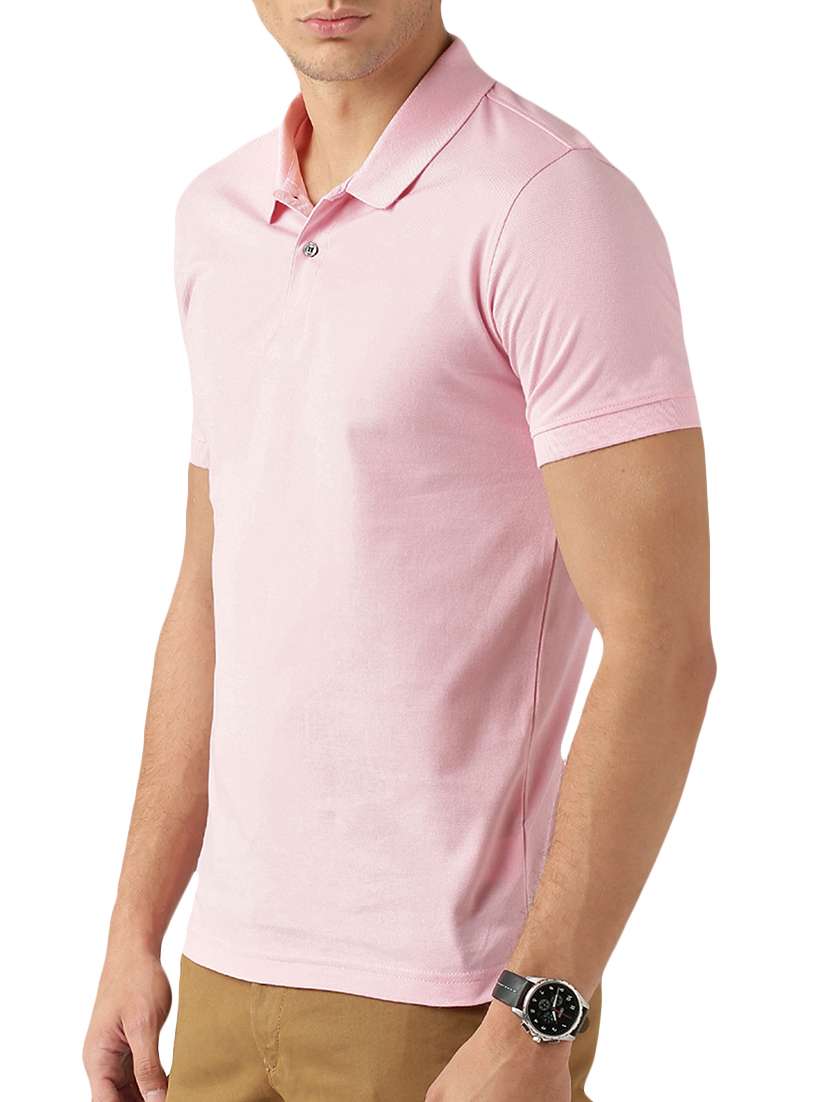 pink solid polo t-shirt - 16091008 -  Standard Image - 1