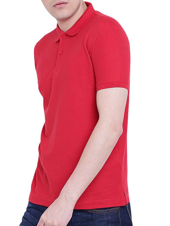 red solid polo t-shirt - 16091022 -  Standard Image - 1