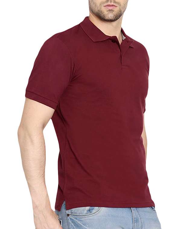 maroon solid polo t-shirt - 16091024 -  Standard Image - 1