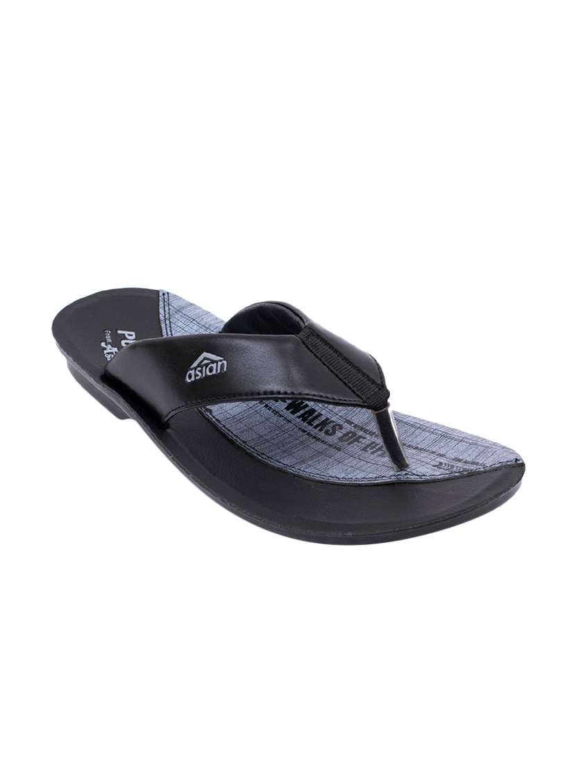 black leatherette toe separator slippers