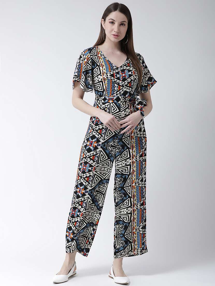 flutter sleeved aztec jumpsuit