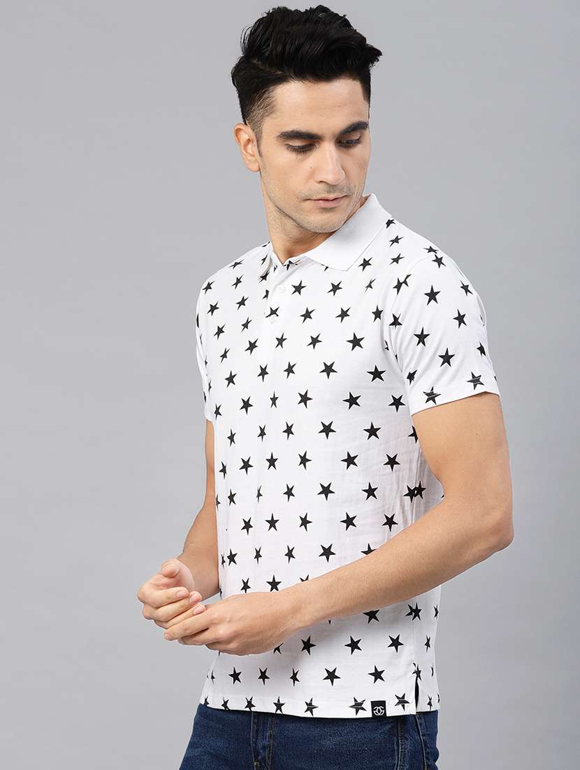 white printed polo t-shirt  - 16094334 -  Standard Image - 1
