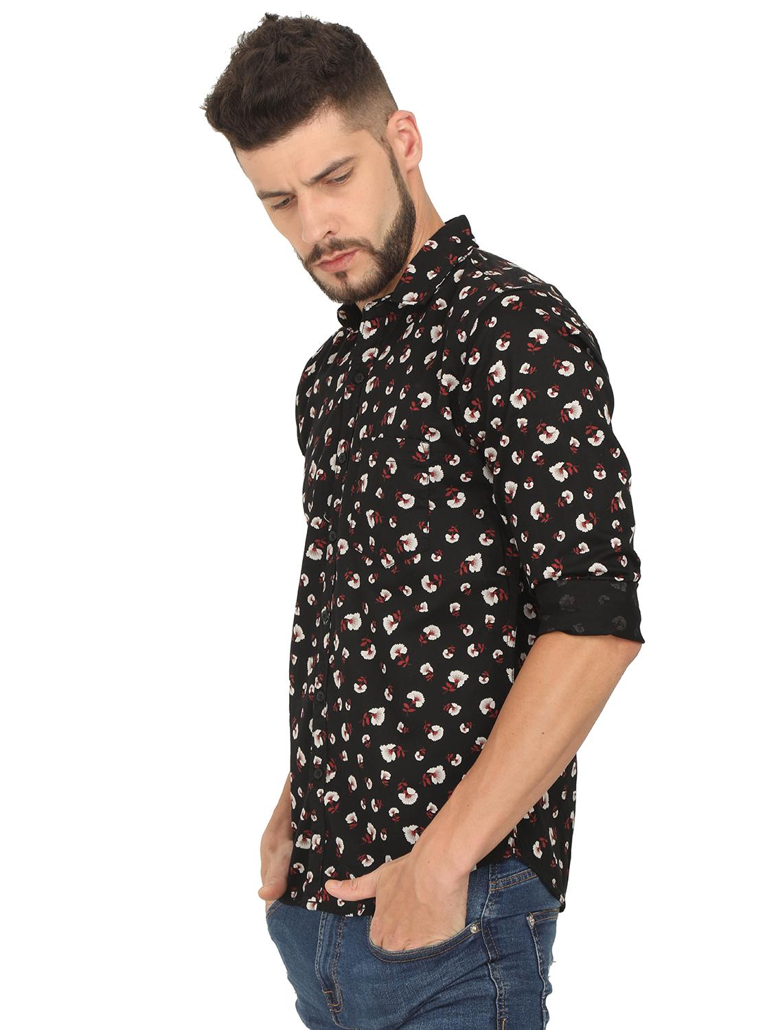 black floral printed casual shirt - 16094342 - Standard Image - 1