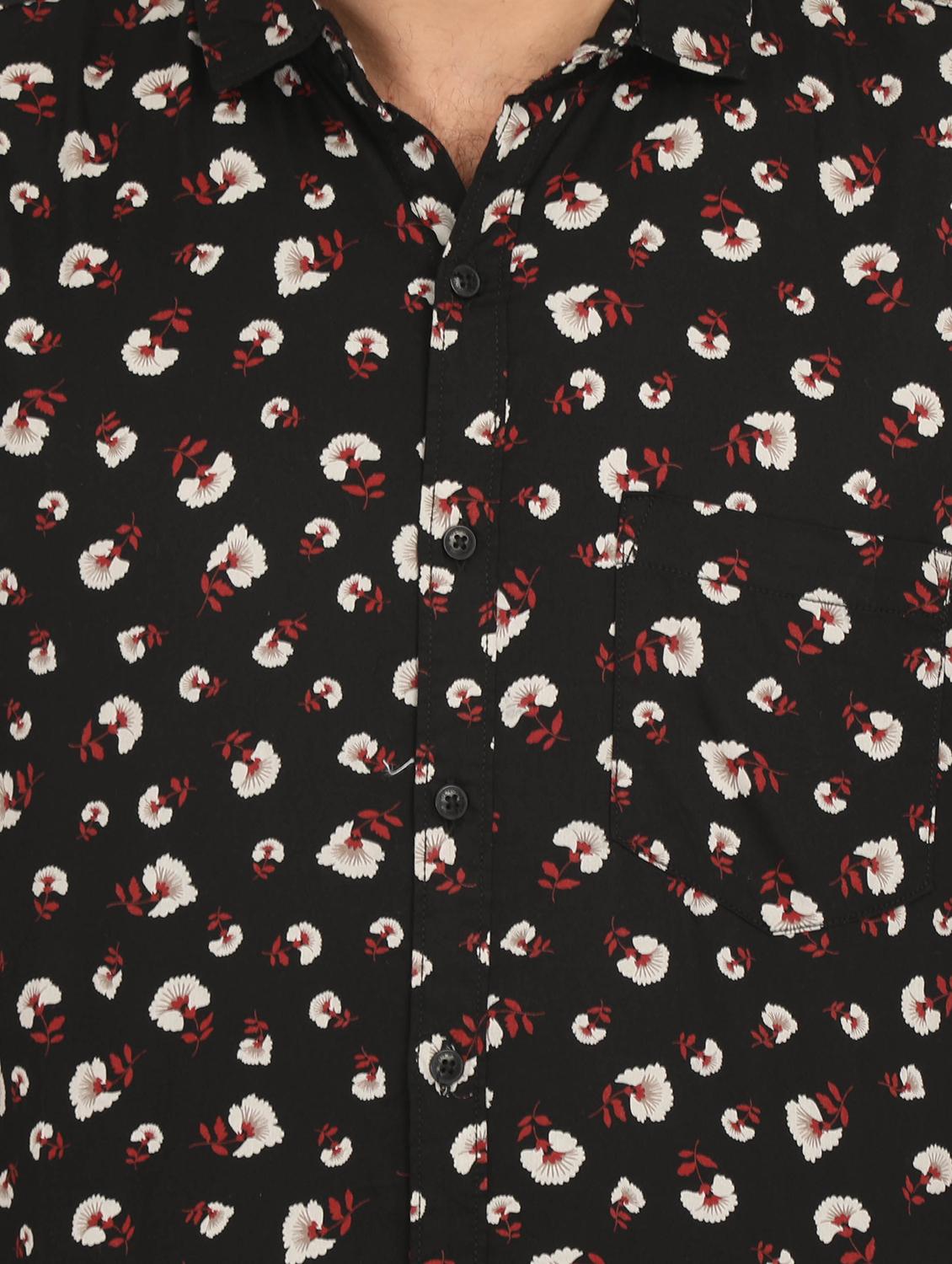black floral printed casual shirt - 16094342 - Standard Image - 4
