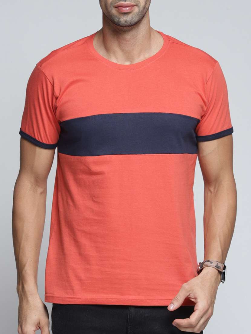 orange color block t-shirt