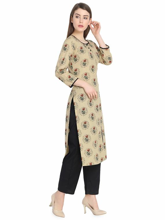 floral printed high slit kurta - 16096165 -  Standard Image - 1