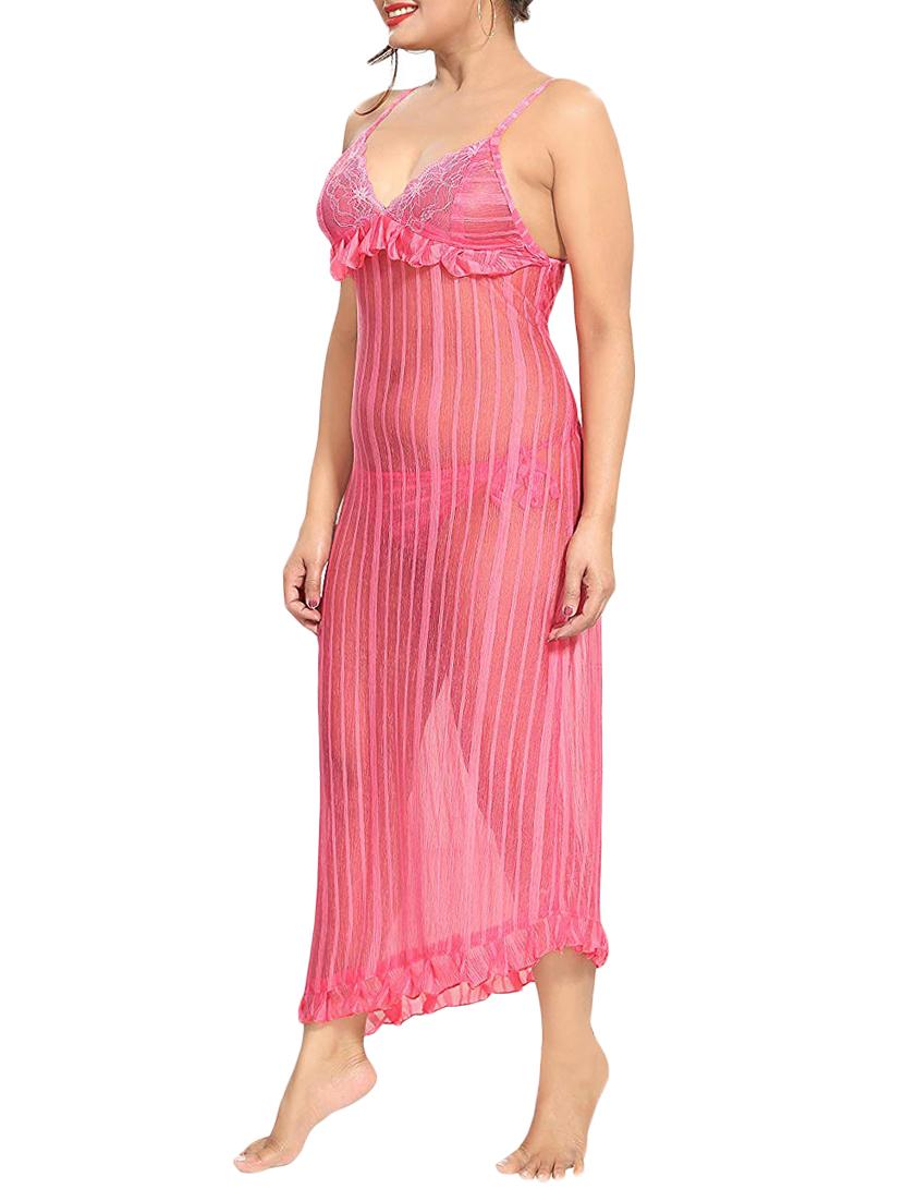 ruffle detail asymmetric nighty with panty - 16098352 - Standard Image - 1